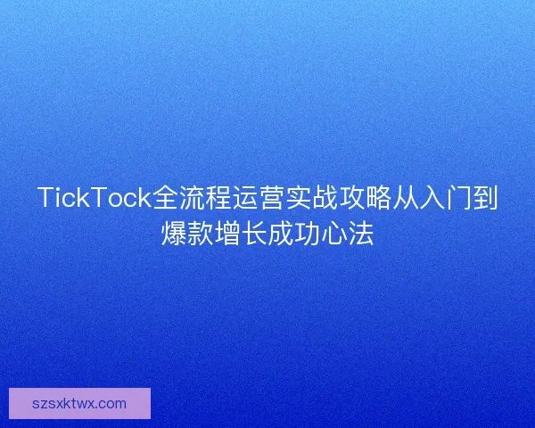 TickTock全流程运营实战攻略从入门到爆款增长成功心法